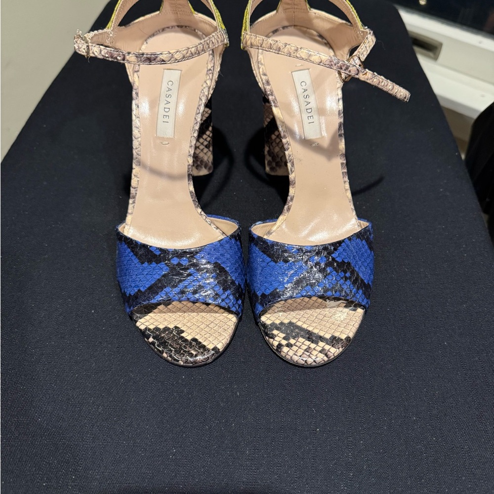 Casadei Snakeskin Heels in Blue and Black
